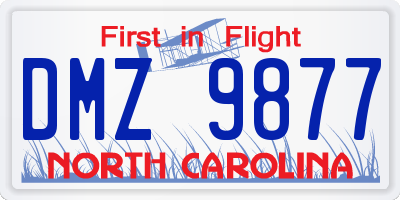 NC license plate DMZ9877
