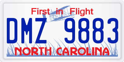 NC license plate DMZ9883
