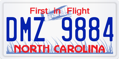 NC license plate DMZ9884