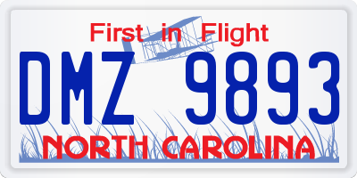 NC license plate DMZ9893