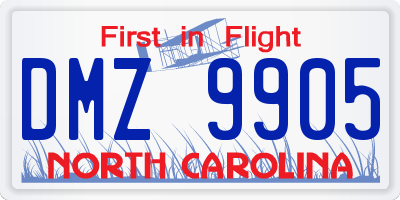 NC license plate DMZ9905