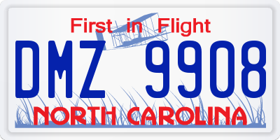 NC license plate DMZ9908