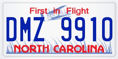 NC license plate DMZ9910