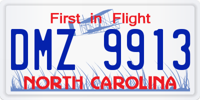 NC license plate DMZ9913