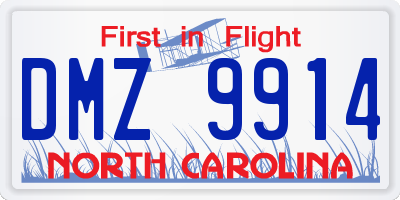 NC license plate DMZ9914