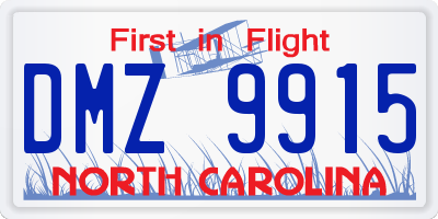 NC license plate DMZ9915