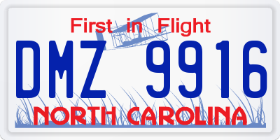 NC license plate DMZ9916