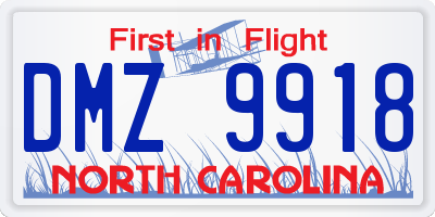 NC license plate DMZ9918
