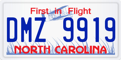 NC license plate DMZ9919