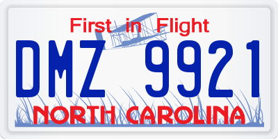 NC license plate DMZ9921