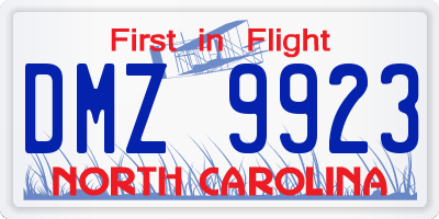 NC license plate DMZ9923