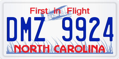 NC license plate DMZ9924