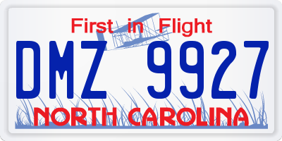 NC license plate DMZ9927