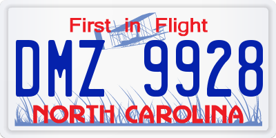 NC license plate DMZ9928