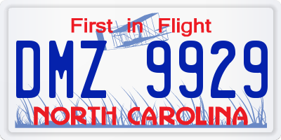 NC license plate DMZ9929