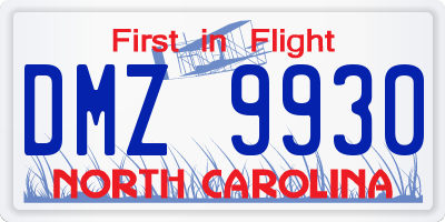 NC license plate DMZ9930