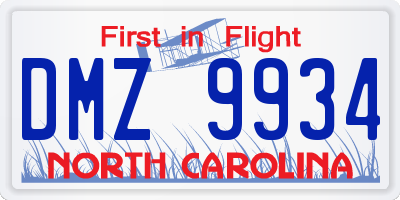NC license plate DMZ9934