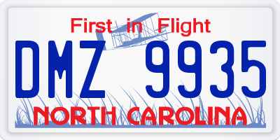 NC license plate DMZ9935