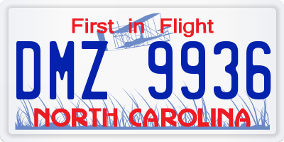 NC license plate DMZ9936