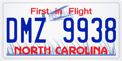 NC license plate DMZ9938
