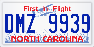 NC license plate DMZ9939