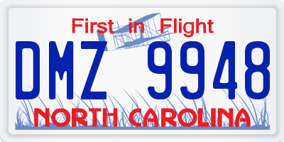 NC license plate DMZ9948