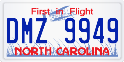 NC license plate DMZ9949