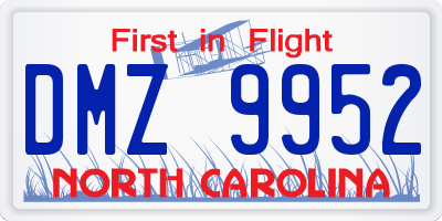 NC license plate DMZ9952