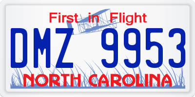 NC license plate DMZ9953