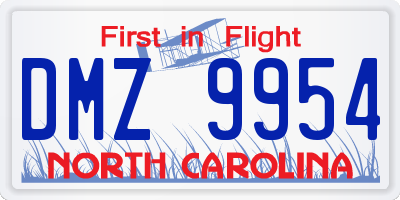 NC license plate DMZ9954