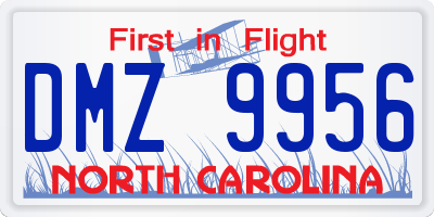 NC license plate DMZ9956
