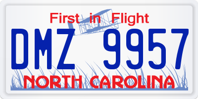 NC license plate DMZ9957