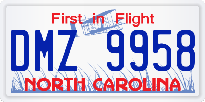 NC license plate DMZ9958