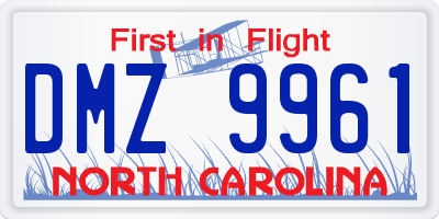 NC license plate DMZ9961