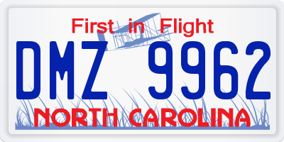 NC license plate DMZ9962