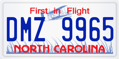 NC license plate DMZ9965