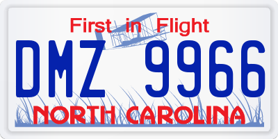 NC license plate DMZ9966