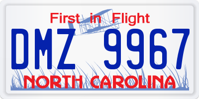 NC license plate DMZ9967