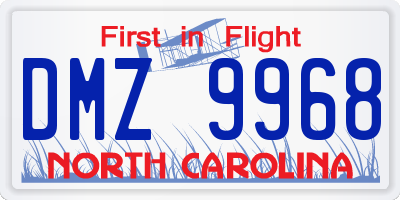 NC license plate DMZ9968