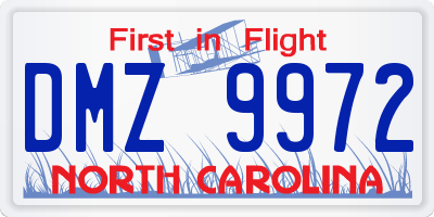 NC license plate DMZ9972