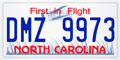 NC license plate DMZ9973