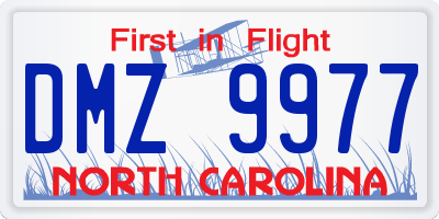 NC license plate DMZ9977