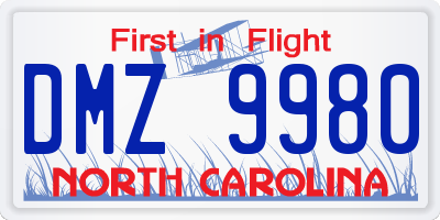 NC license plate DMZ9980