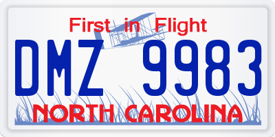 NC license plate DMZ9983