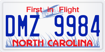 NC license plate DMZ9984