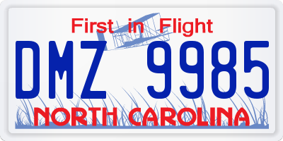 NC license plate DMZ9985