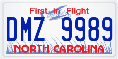 NC license plate DMZ9989