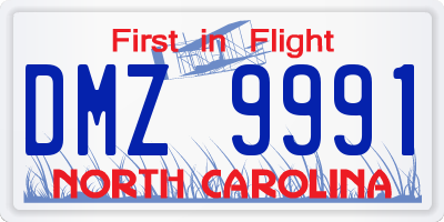 NC license plate DMZ9991