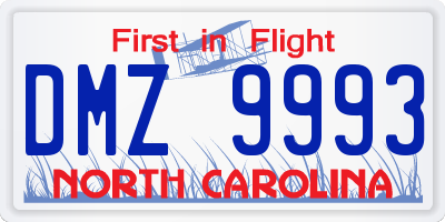 NC license plate DMZ9993