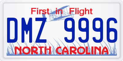 NC license plate DMZ9996